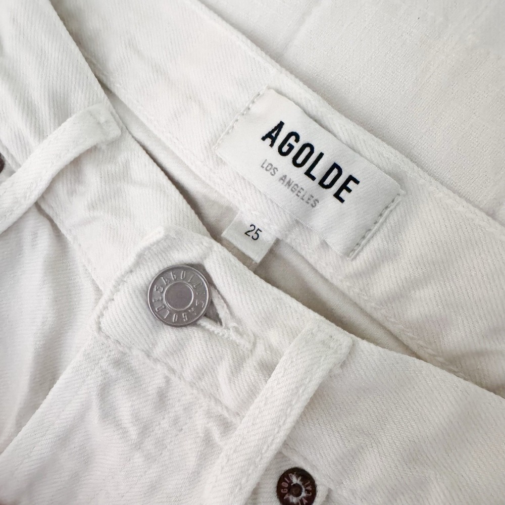 Agolde Parker Shorts 25 Cut Off Cuffed Hem Frayed Button Fly Off White Ivory - Picture 3 of 9